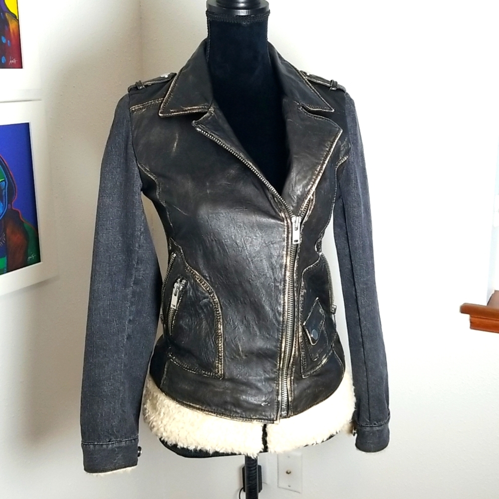 DOMA Vintage 90s Distressed Leather Bomber Jacket Black Small